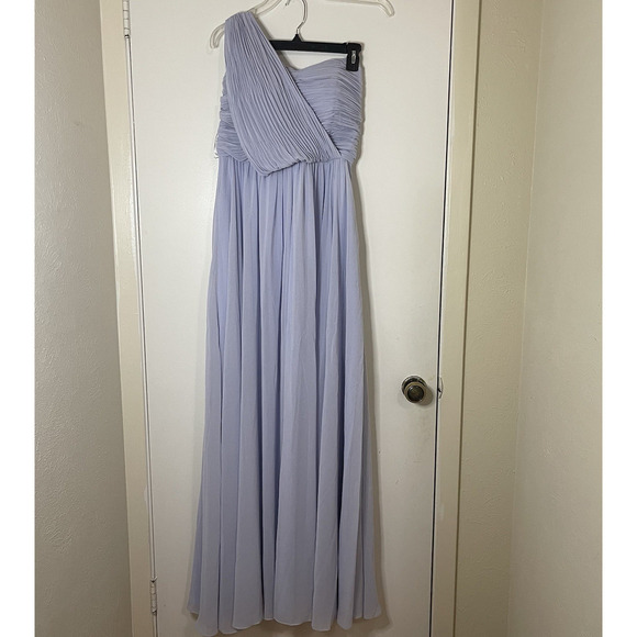 Ted Baker FINELLA One shoulder maxi bridesmaid dress chiffon light blue gown 2 - Picture 6 of 12